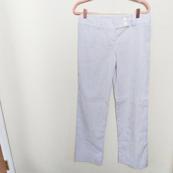 LOFT Marisa Striped Seersucker 100% Cotton Mid Rise Pants Size 2 - Picture 1 of 7